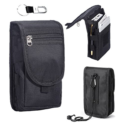 Nylon Multi-Functional Phone Pouch for Outdoor, Work, Travel, Cell Phone Holster Case with Belt Clip, Belt Holder fit for iPhone 17 Pro Max 16/15/14/13 Pro Max Samsung Galaxy S25 Ultra (Black)