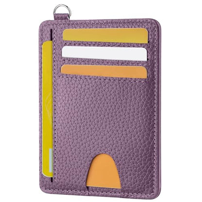 Mayski Slim Wallet, Credit Card Holder for Women, Minimalist Front Pocket RFID Blocking Card Cases, Small Wallet Women Men(Litchi Lavender) - color: Litchi Lavender