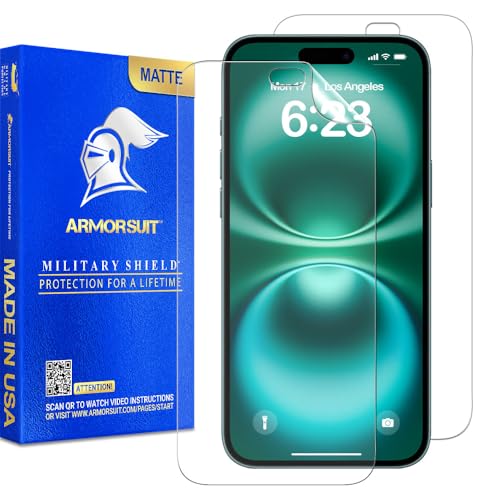 ArmorSuit 2 Pack Paper-Feel Texture Screen Protector for iPhone 16 Case Friendly MilitaryShield Matte Film - Made in USA - size: iPhone 16 6.1" Matte