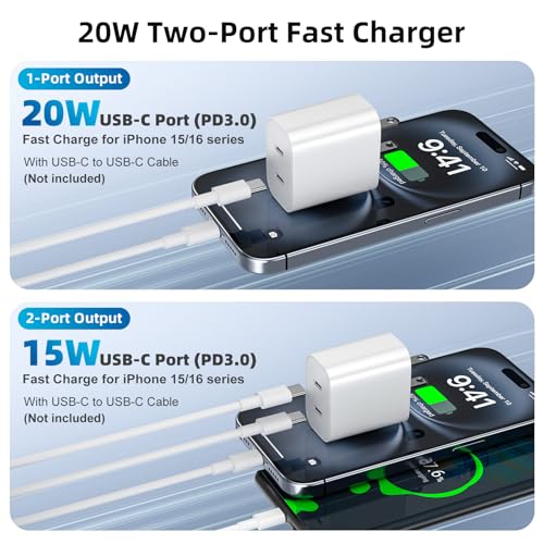 USB C Charger Block for iPhone 17 16 15 Fast Charger Block, (4-Pack) - color: /Green/Purple/Pink/White