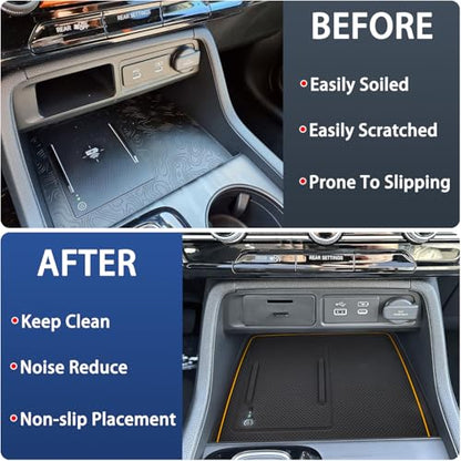 Center Console Silicone Mat Fit for Honda Pilot Accessories 2023-2026 - color: Orange