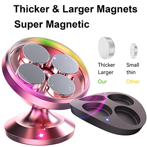 【2-Pack】Magnetic Phone Holder for Car Dash Strong Magnetic Car Phone Mount - color: Rose Gold