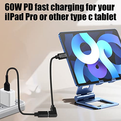GINTOOYUN USB C Extension Cable, USB Type C Male to Right Angle 90 Degree USB Type C Female Charger Cable for Laptop.Tablet.Mobile Phone（0.3m）