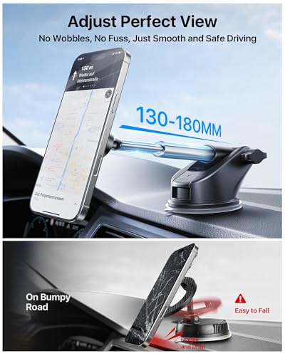 andobil for MagSafe Car Mount [85+LBS Strongest Suction & 2026 Military-Grade N55] Retractable Magnetic Phone Holder for Car Dashboard Windshield Vent, Car Phone Holder for iPhone 18 Pro Max 17 16 15 - style: Dash & Windshield