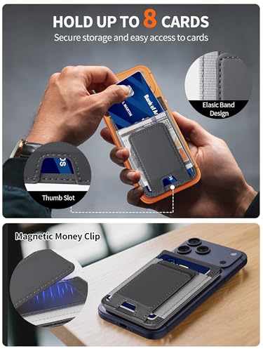 for MagSafe Wallet with Money Clip, Magnetic iPhone Wallet Stand, Gray - color: Gray
