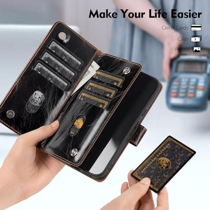 Shieldtop Compatible with Samsung Galaxy S24 Wallet Case with Card Holder,Women Men RFID Blocking PU Leather Flip TPU Protective Cover Credit Card Slots,Phone Case for Galaxy S24 6.2",Coffee - color: Coffee-U1, size: Samsung Galaxy S24 - 6.2"
