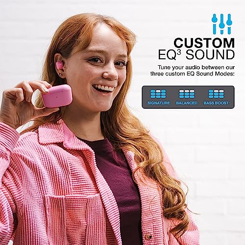 JLab Go Air Pop True Wireless Earbuds, in Ear Headphones, Bluetooth Earphones, Ear Buds with 32H Playtime, Bluetooth Earbuds with Microphone, USB Charging Case, Dual Connect, EQ3 Sound, Pink - color: Pink
