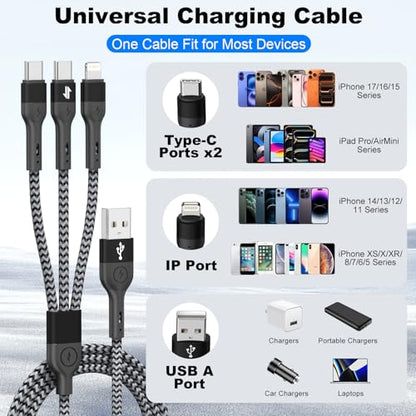 ANSEIP Multi Charging Cable, 3 in 1 Charging Cable for Multiple Devices - color: Grey