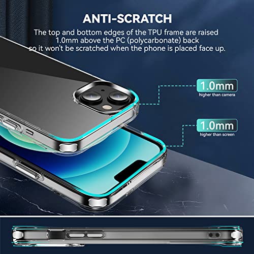 navor Transparent Diamond Clear Phone Case Compatible with iPhone 14 6.1-inch Lightweight Anti-Yellowing Scratch-Resistant Slim Fit Shockproof Military Grade Anti Drop [Clear] - size: iPhone 14 6.1"