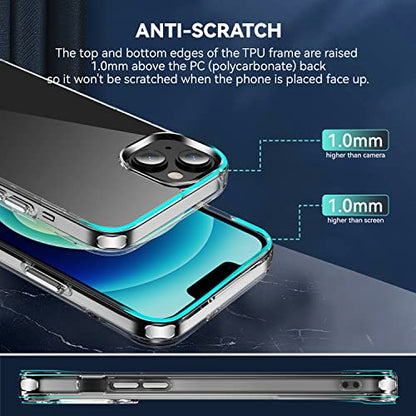 navor Transparent Diamond Clear Phone Case Compatible with iPhone 14 Plus 6.7-inch Lightweight Anti-Yellowing Scratch-Resistant Slim Fit Shockproof Military Grade Anti Drop [Clear] - size: iPhone 14 Plus 6.7"