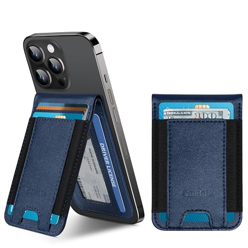 Phone Wallet Stick On with Stand, Adhesive Phone Card Holder, 8-Card Holder - color: Midnight Blue