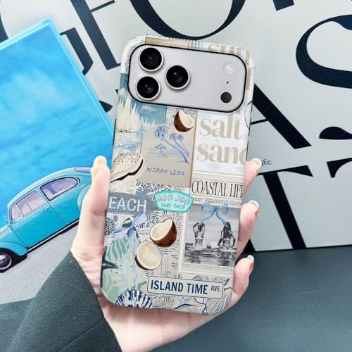 Case Compatible with iPhone 17 Pro Max,Fall Prevention Hybrid 2-Layer Hard Shell Phone Cover for Girls Boys,Beach Coast Collage - color: Beach Coast Collage, size: iPhone 17 Pro Max