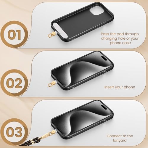 OUTXE Phone Tether Tab Rotatable 360°, 4 Pack Phone Lanyard Patch for Phone Strap Compatible iPhone & Other Cell Phone (White) - color: White