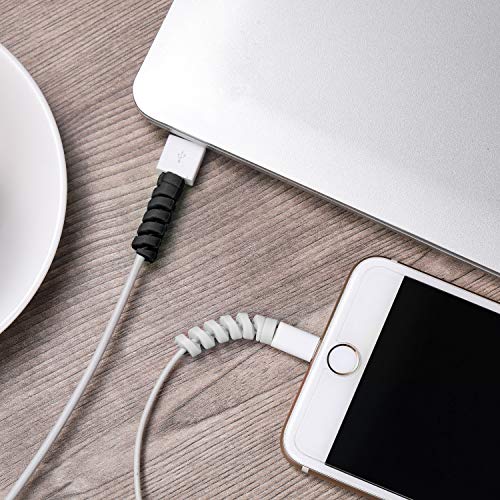 Jetec 12 Pcs Charging Cable Protector Silicone Spiral Charger Cable Saver - color: Gray and Black