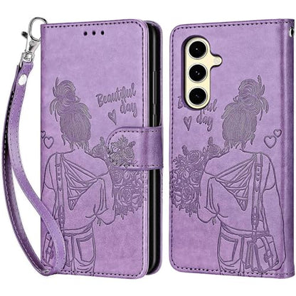 for Samsung Galaxy S24 FE Wallet case, Purple-Girl | 3 Card Holders, Kickstand, Shockproof TPU Shell, PU Leather, Magnetic Closure, Protective Flip Folio Cover, Women - color: 2