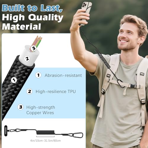 MoKo Retractable Anti-theft Phone Tether Phone Strap with Silicone Sleeve