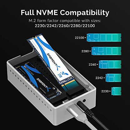 SABRENT Dual-Bay USB-C 10Gbps M.2 NVMe SSD Cloner Dock (EC-SSD2) - color: SILVER