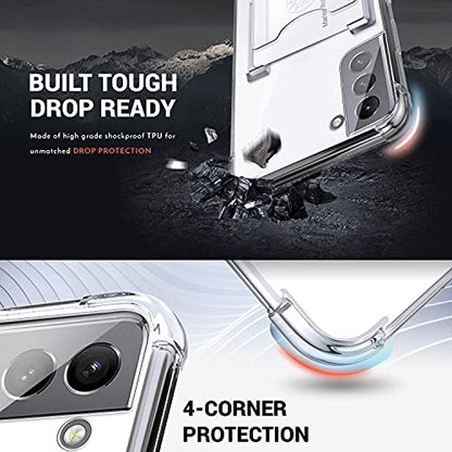 Shields Up for Samsung Galaxy S21 FE Case with Card Holder Stand, Clear - color: Clear, size: Galaxy S21 FE
