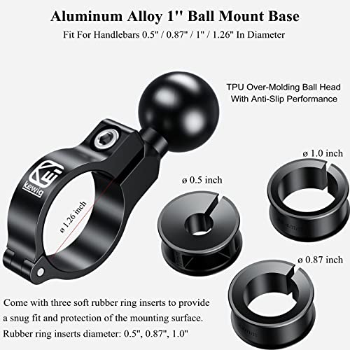 BRCOVAN 5 Pack, Aluminum Alloy Handlebar Mount Base with 1'' TPU Ball - style: R3-Set of 5