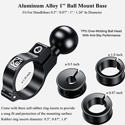 BRCOVAN 5 Pack, Aluminum Alloy Handlebar Mount Base with 1'' TPU Ball - style: R3-Set of 5