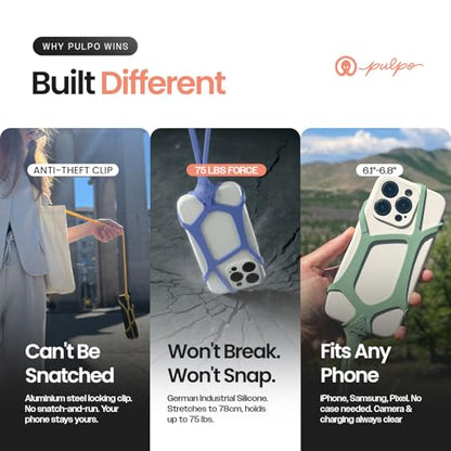 Pulpo Safety Cell Phone Lanyard, Phone Wrist Strap, Lavender, 6.1" to 6.8" - color: Lavender, size: Large 6.1-6.8"