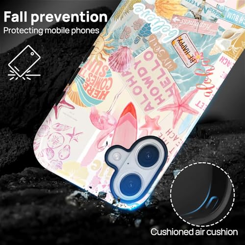 Case Compatible with iPhone 17, Cute Dual Layer Hybrid Phone Cover, Military Grade Drop Protection, Aesthetic Shockproof Phone Case for Women Girls, Pastel Pink Summer Collage - color: Pastel Pink Summer Collage, size: Iphone 17