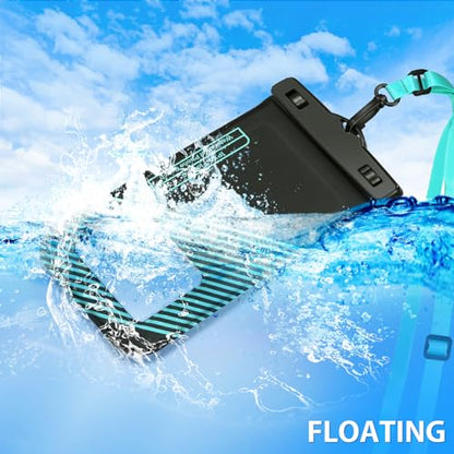 Floating Waterproof Phone Holder Pouches Cases Covers, IPX8 Cell Phone Water Protectors 1 PC w/Adjustable Neck Lanyard, for iPhone 15 14 13 Pro Max 12 11 Cyan