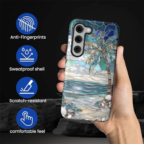 Case for Samsung Galaxy S23 FE,Anti-Scratch Full-Body Cover Shockproof Slim Design Case,PC Hard Shell & Silicone Inner Bumper -Beach Palm Tree - color: Beach Palm Tree, size: Galaxy S23 FE