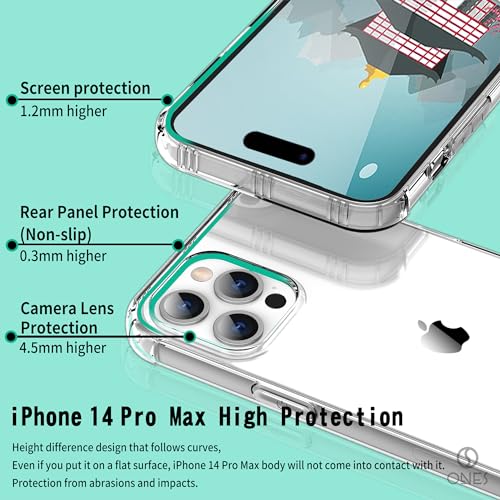 ONES for iPhone 14 Pro Max Case Clear, Slim Soft TPU Silicone Cover, Military Drop Protective Thin Phone Bumper Case with Shockproof Airbags, Yellowing Resistant, Transparent - color: HD High Transparency, size: iPhone 14 Pro Max