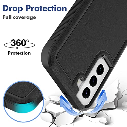 for Samsung Galaxy S22 Plus Case: Dual Layer Protective Heavy Duty Cell Phone Cover Shockproof Rugged with Screen Protector - Military Protection Bumper Tough - Samsung Galaxy S22+ Plus 2022, Black - color: Black (PC) + Black (TPU)