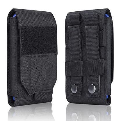 Black Tactical Molle CellPhone Pouch Case,Heavy Duty Waterproof Phone Holster Bag for iPhone 11 12 13 Pro Max For Samsung S22 S21 S20 FE Note 20 A13 A12 A02S Less 6.7" Phone with 4 Pack Patches - color: Black & 4 Pack Patches