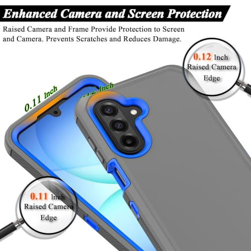 Rugged Phone Case for Samsung Galaxy A18/A17 | Belt Clip Holster & Kickstand Heavy Duty Shockproof Protective Full Body Case (Grey+Blue) - color: Grey+Blue