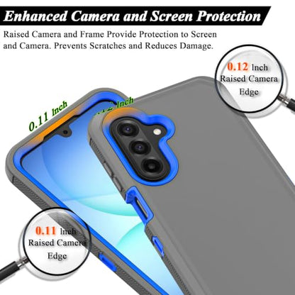 Rugged Phone Case for Samsung Galaxy A18/A17 | Belt Clip Holster & Kickstand Heavy Duty Shockproof Protective Full Body Case (Grey+Blue) - color: Grey+Blue