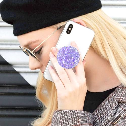 Magnetic Retractable Phone Stand, Phone Grip, Suitable for Round Foldable Phones and Tablet Accessories - Transparent ShinePowder (Magnetic Purple) - color: Magnetic purple