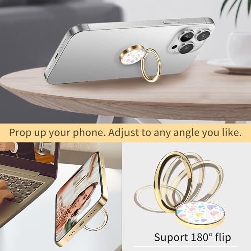 Cell Phone Ring Holder, Cute Phone Ring Grip Stand, 360°Rotation Funny Metal Kickstand Finger Grip Cute Hearts - color: Cute Hearts
