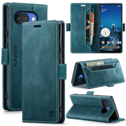 HAII Case for Google Pixel 10a 6.3",PU Leather Folio Flip Wallet Case with Card Holster Stand Kickstand Magnetic Closure Shockproof Phone Cover for Google Pixel 10a (Blue) - color: Blue