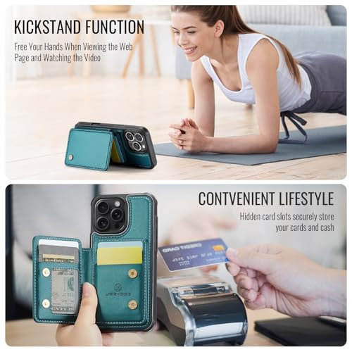 Wallet Case for iPhone 16 Pro Max Compatible with MagSafe for Men Women, Detachable Magnetic Wallet Phone Case with Card Slot Holder RFID Blocking for iPhone 16 Pro Max 6.9 inch (Teal) - color: Teal