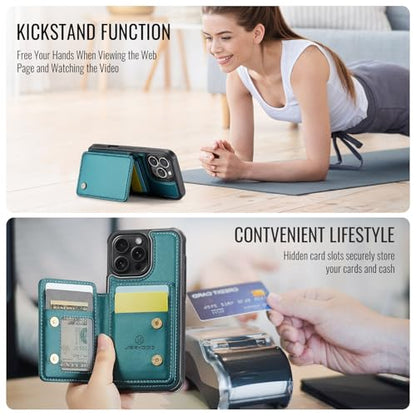 Wallet Case for iPhone 16 Pro Max Compatible with MagSafe for Men Women, Detachable Magnetic Wallet Phone Case with Card Slot Holder RFID Blocking for iPhone 16 Pro Max 6.9 inch (Teal) - color: Teal