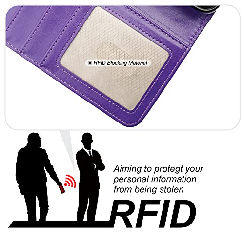 Bocasal Detachable Wallet Case Card Holder for iPhone 17 Pro Max Purple | RFID Blocking Kickstand Card Slots Holder PU Leather Magnetic Shockproof Wrist Strap Removable Flip Protective Cover 6.9 inch - color: Purple