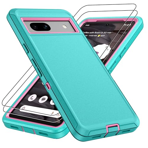 Pilaru for Google Pixel 7a Case, for Pixel 7a with 2Pcs HD Screen Protector,[Military Grade Drop Tested] 3-Layer Shockproof Protective Phone Case for Pixel 7a -Aqua Blue - color: Aqua Blue, size: Google Pixel 7a