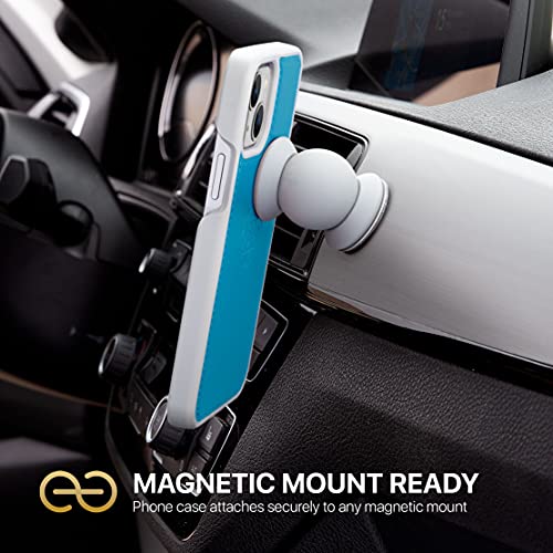 Dreem Vegan Leather Magnetic Detachable Wallet Case for iPhone 13 Mini | Built-in Phone Stand, RFID Blocking Card Holder Flip Cover, MagSafe Compatible, Gift Box [Fibonacci: Sky] - color: Sky, size: iPhone 13 Mini