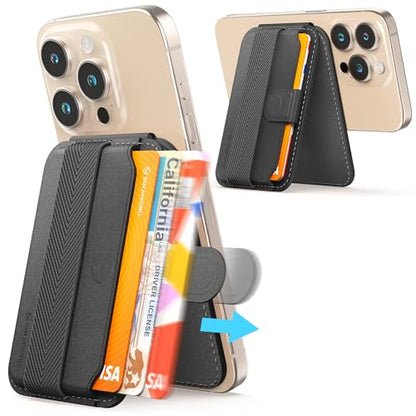 Sinjimoru Pull Tab Magnetic Wallet Stand for MagSafe, Card Holder, Black - color: Black