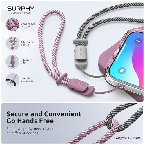 SURPHY 2 Pack Phone Lanyard, Phone Wrist Strap for Case, Camera Wrist Strap - color: Lilac Purple & Gray