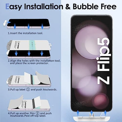 [2 Sets 6 Pack] for Samsung Galaxy Z Flip 5 Screen Protector - size: Z Flip 5