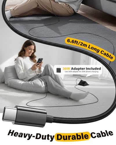 Magnetic Wireless iPhone Charger Fast Phone Charger with Kickstand, 6FT 25W Fast Phone Charging Pad Wireless Magnetic Charge for iPhone 17/17Air/16 Pro Max/16 Plus/15 Pro Max/AirPods3/2/Pro Black - color: Black, size: 6ft-1PK