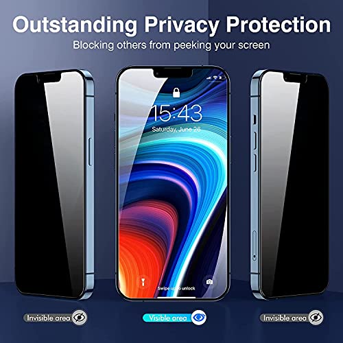 SaharaCase - ZeroDamage Privacy Glass Screen Protector [2-Pack] for Apple iPhone 13 & iPhone 14 6.1” (2022) Anti-Scratch & Anti-Fingerprint Easy Installation Full Coverage Bubble Free 9H Hardness