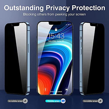 SaharaCase - ZeroDamage Privacy Glass Screen Protector [2-Pack] for Apple iPhone 13 & iPhone 14 6.1” (2022) Anti-Scratch & Anti-Fingerprint Easy Installation Full Coverage Bubble Free 9H Hardness