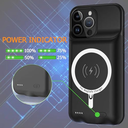 Battery Case iPhone 16 Pro, Upgraded 10000mAh Rechargeable Portable Extended Battery Pack Supported Qi Wireless Charging Case Compatible with iPhone 16 Pro (6.3 inch) Charger Power Bank (Black) - size: iPhone 16 Pro (6.3 inch)