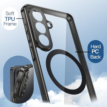JETech Magnetic Case for Samsung Galaxy S26, Compatible with MagSafe, Black | Full Camera Lens Protection, Shockproof Protective Phone Cover, Scratch Resistant Clear Back - color: Black, size: Galaxy S26