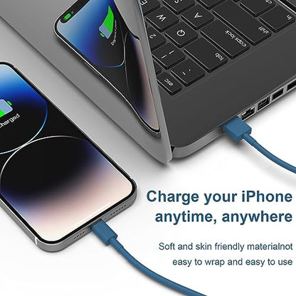 6Pack iPhone Charger (3/3/6/6/6/9 FT) Apple MFi Certified Multiple Colour Lightning Cable Fast Charging High Speed Transfer Cord for iPhone 14 13 12 11 Pro Max XR XS X 8 7 6 Plus SE iPad